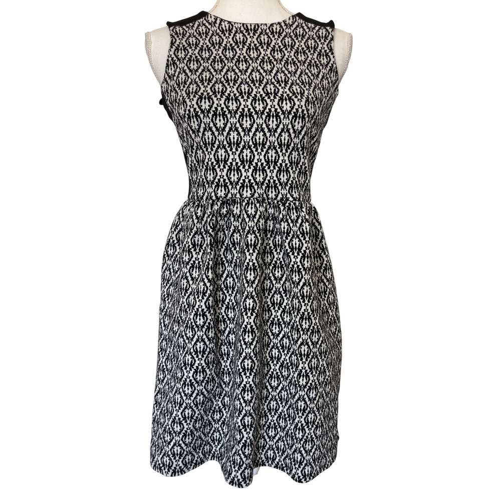 FINAL CLEARANCE Madewell black ivory jacquard sheath dress w pockets XS